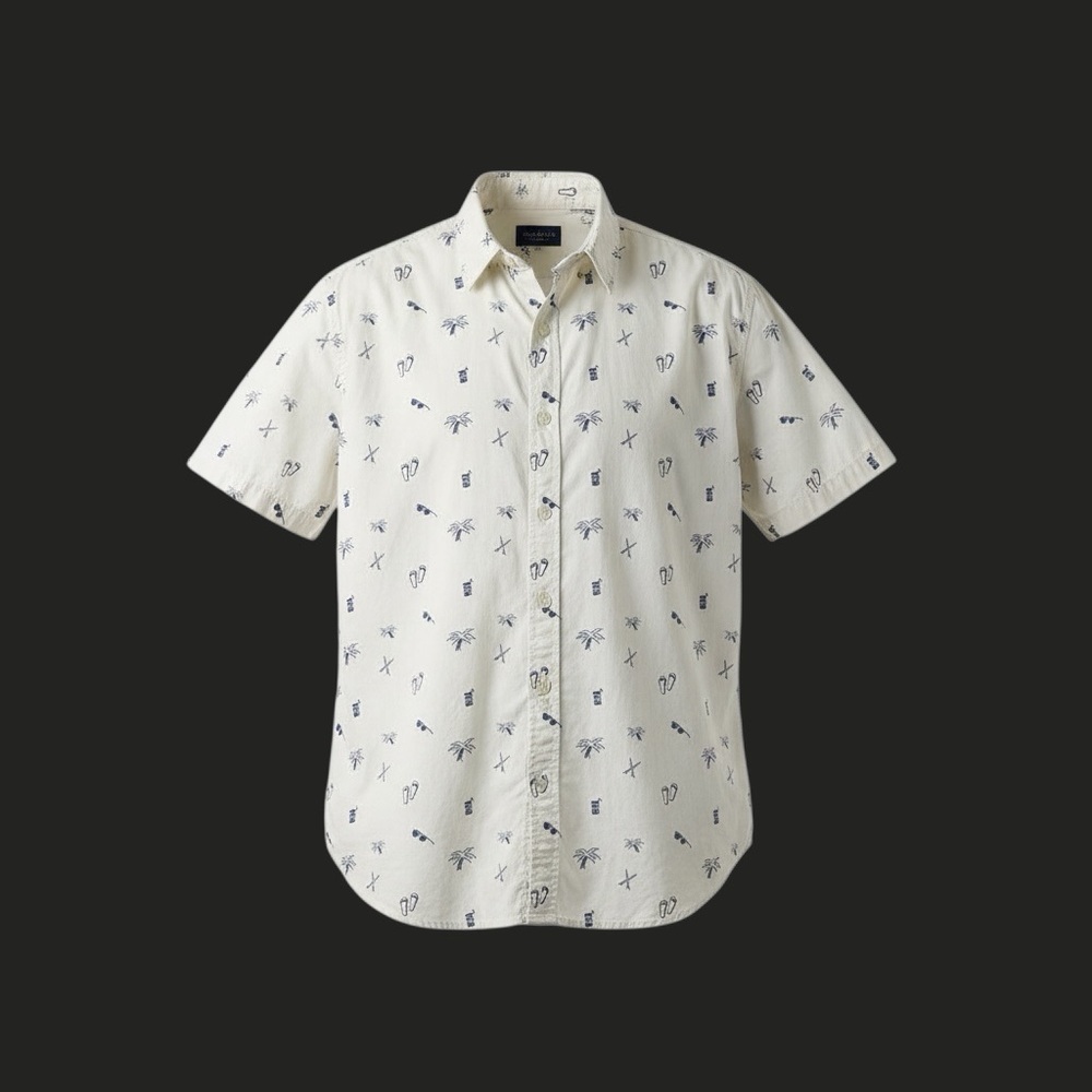 Hang Ten Casual White Shirt with Blue Accents